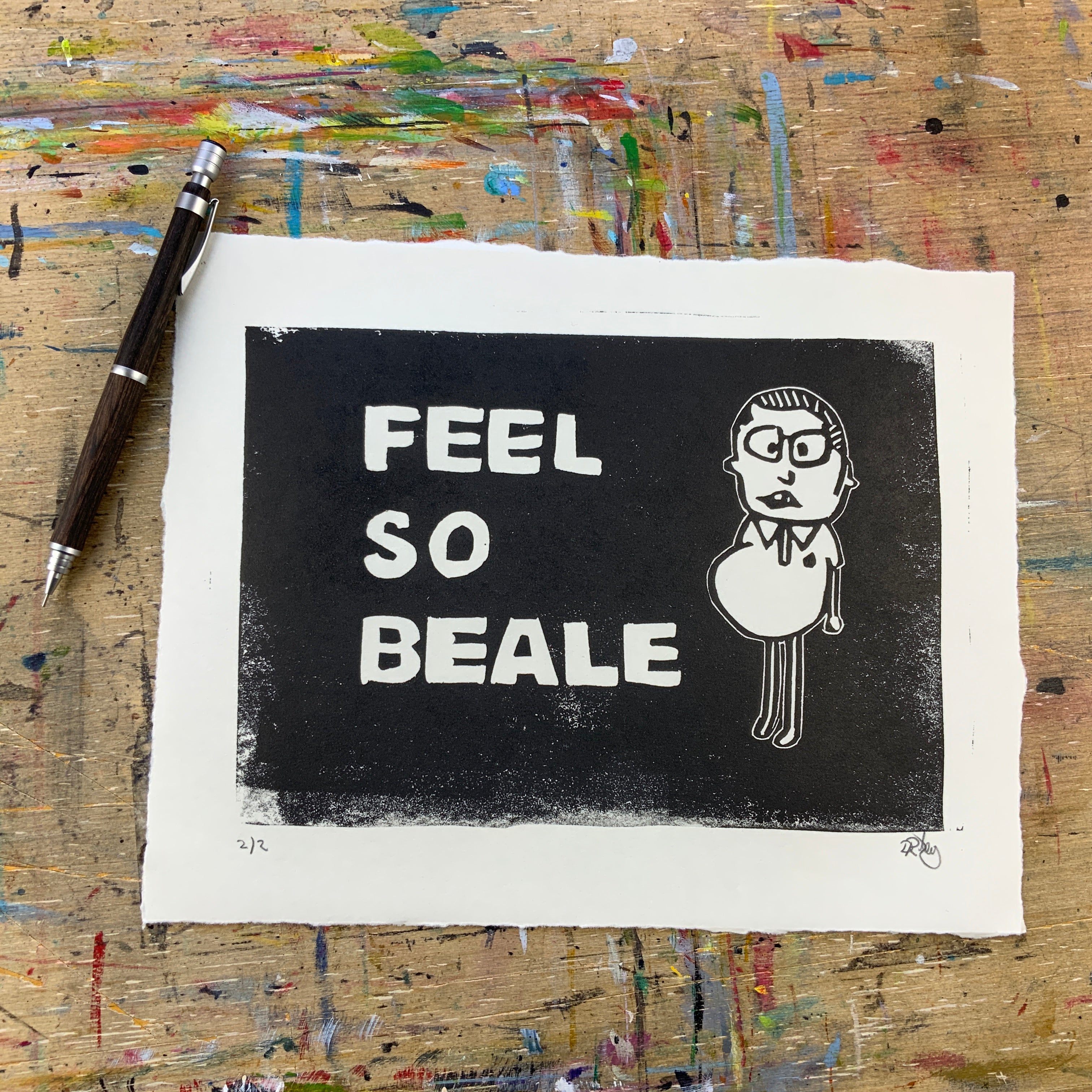 Ian Beale lino print